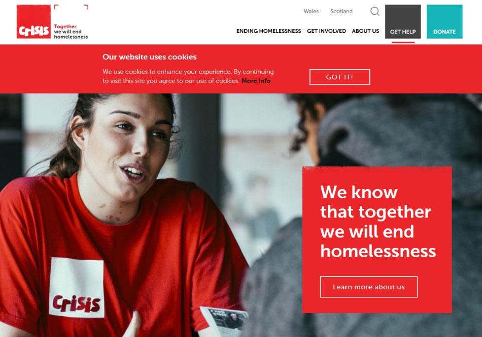Crisis Charity website