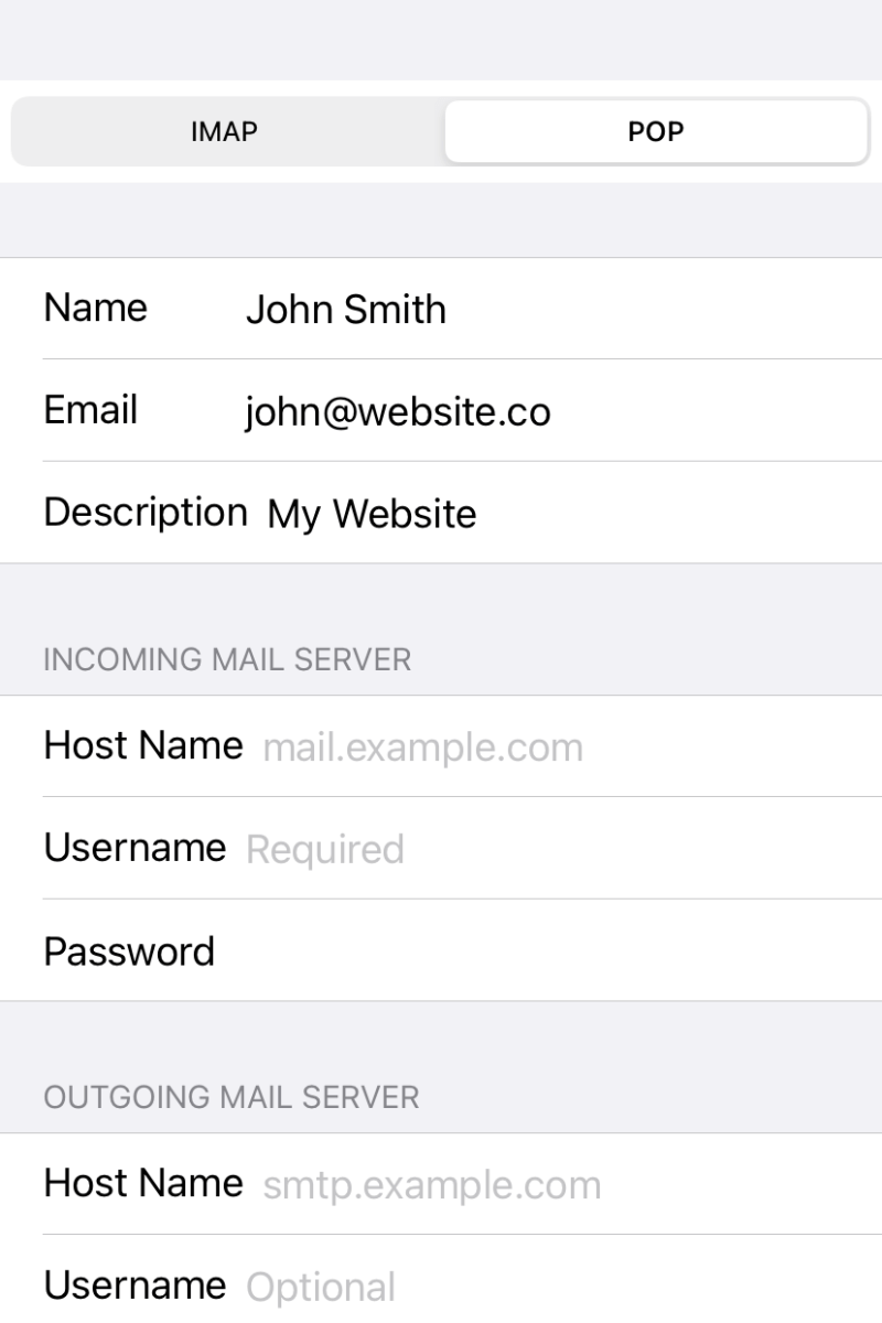 Email Server settings
